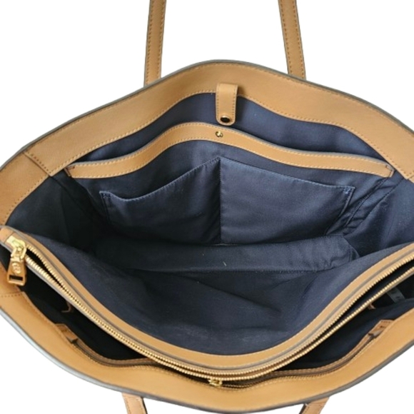 Tory Burch Tan Robinson Tote Bag w/ Extra Bag Charm - Picture 7 of 13